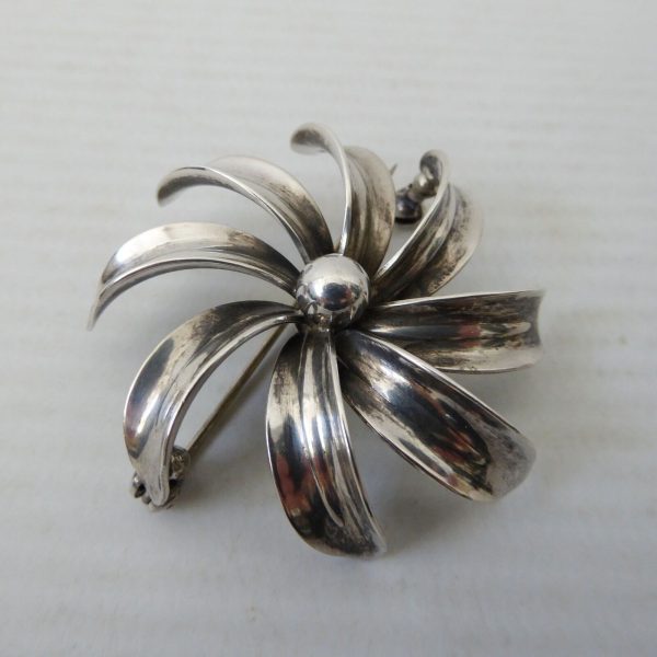 Vintage BM B.Munksgaard Danish sterling silver 925 flower brooch mid century 60s - Image 8