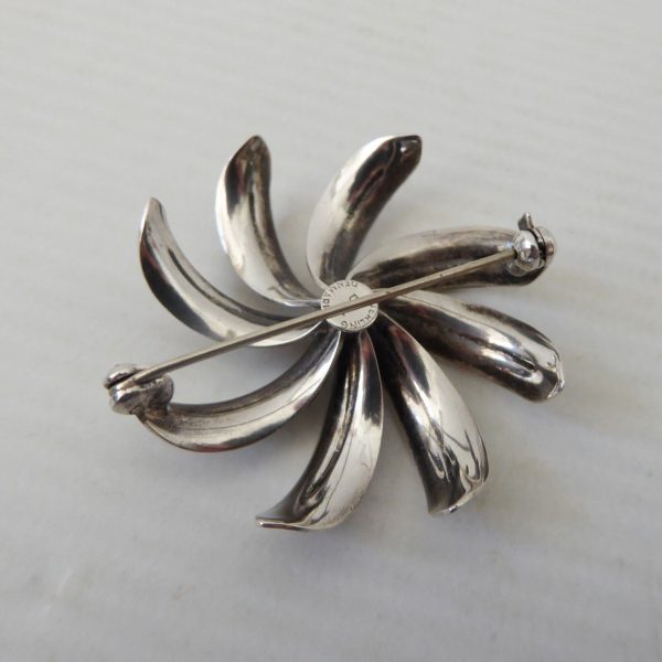 Vintage BM B.Munksgaard Danish sterling silver 925 flower brooch mid century 60s - Image 9