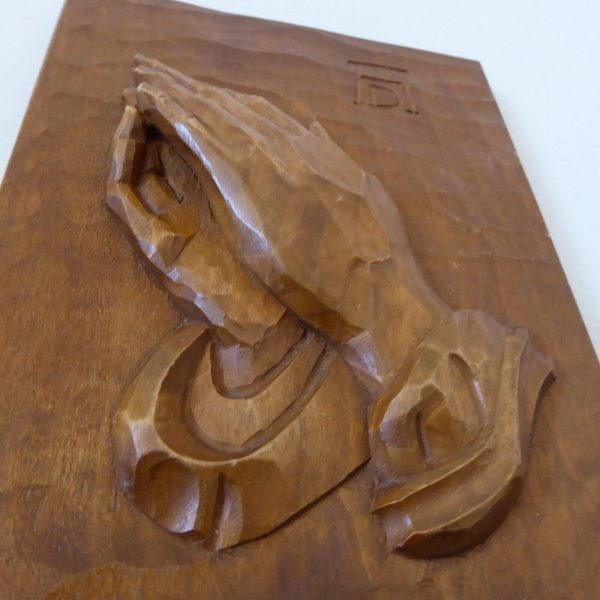 Vintage Bergmann wood carving Praying Hands, wall plaque. Oberammergauer Germany - Image 7