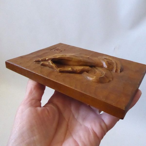 Vintage Bergmann wood carving Praying Hands, wall plaque. Oberammergauer Germany - Image 9