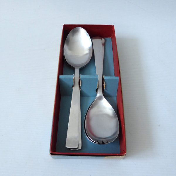 Vintage Habitat Bladon table & salad servers set 4 spoons by Harrison Fisher MCM - Image 3