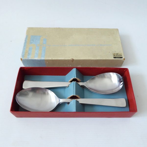 Vintage Habitat Bladon table & salad servers set 4 spoons by Harrison Fisher MCM - Image 4