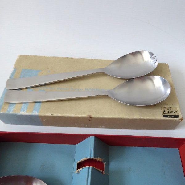 Vintage Habitat Bladon table & salad servers set 4 spoons by Harrison Fisher MCM - Image 6