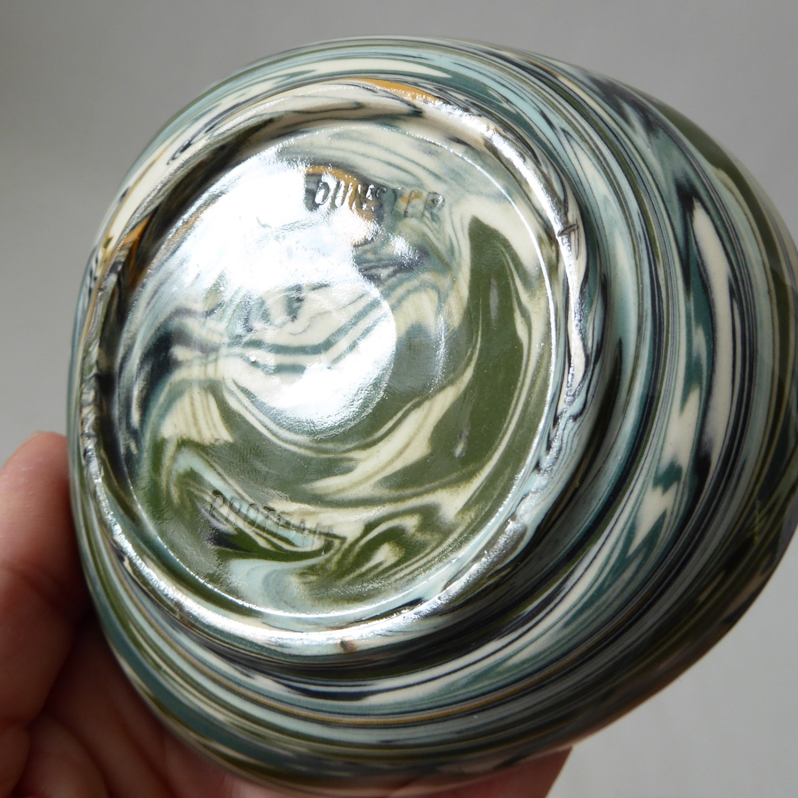 Vintage Henry Gee, Protean Pottery, Dunster pin dish, Studio 50s marbled swirls - Image 14