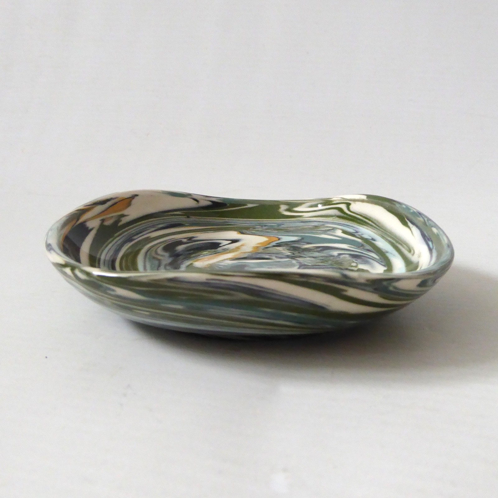 Vintage Henry Gee, Protean Pottery, Dunster pin dish, Studio 50s marbled swirls - Image 4