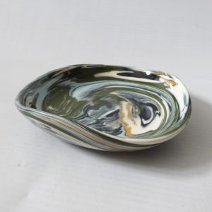 Vintage Henry Gee, Protean Pottery, Dunster pin dish, Studio 50s marbled swirls