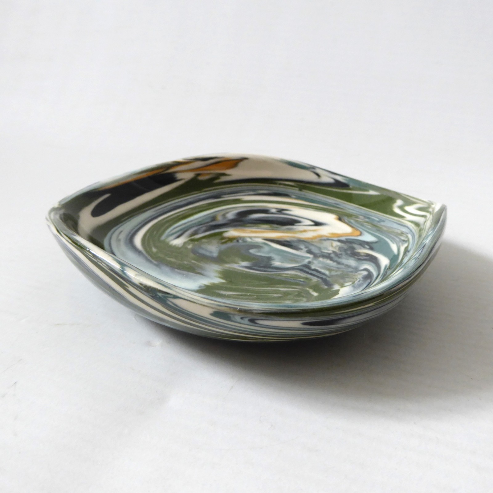 Vintage Henry Gee, Protean Pottery, Dunster pin dish, Studio 50s marbled swirls - Image 5