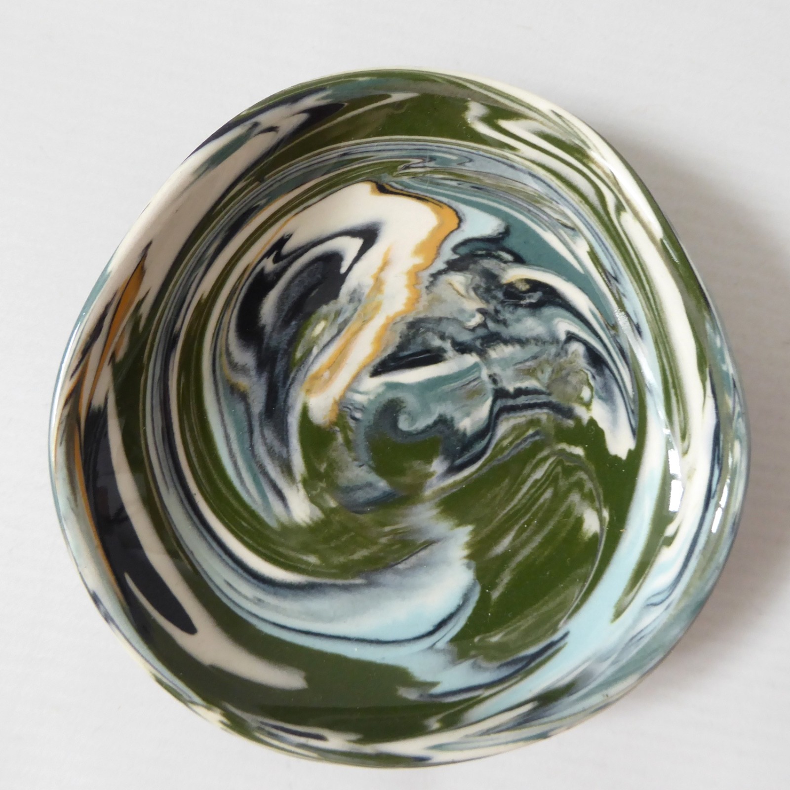 Vintage Henry Gee, Protean Pottery, Dunster pin dish, Studio 50s marbled swirls - Image 6