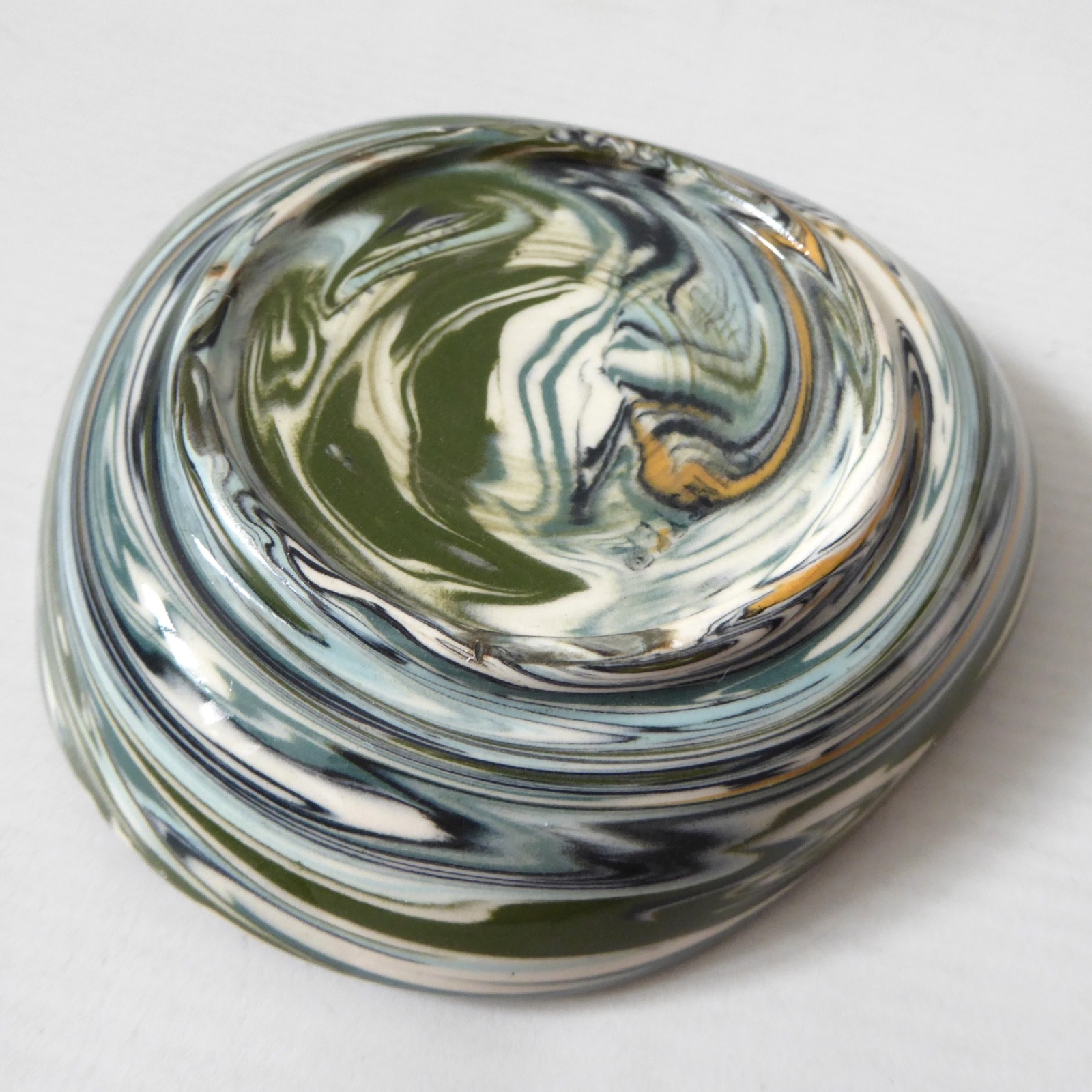 Vintage Henry Gee, Protean Pottery, Dunster pin dish, Studio 50s marbled swirls - Image 10