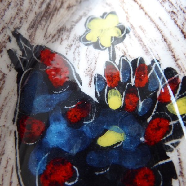 Vintage Italian pottery ceramic pin dish sgriffito black bird. Italy Florentine - Image 5