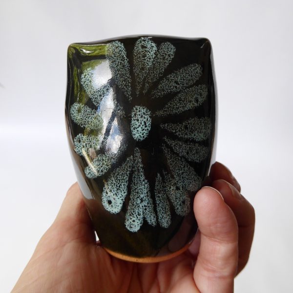 Vintage Lotus Pottery bowl OWL, sage green + daisy petal. Elizabeth Skipworth - Image 9