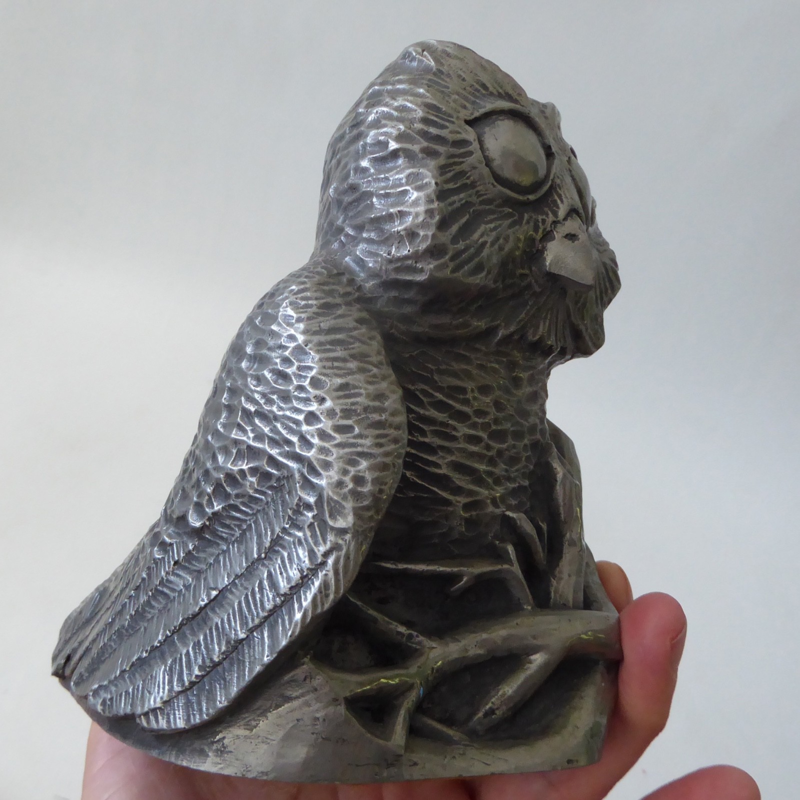 Vintage Richard Fisher pewter owl sculpture figure statue, 1.7kg Signed metal - Image 13