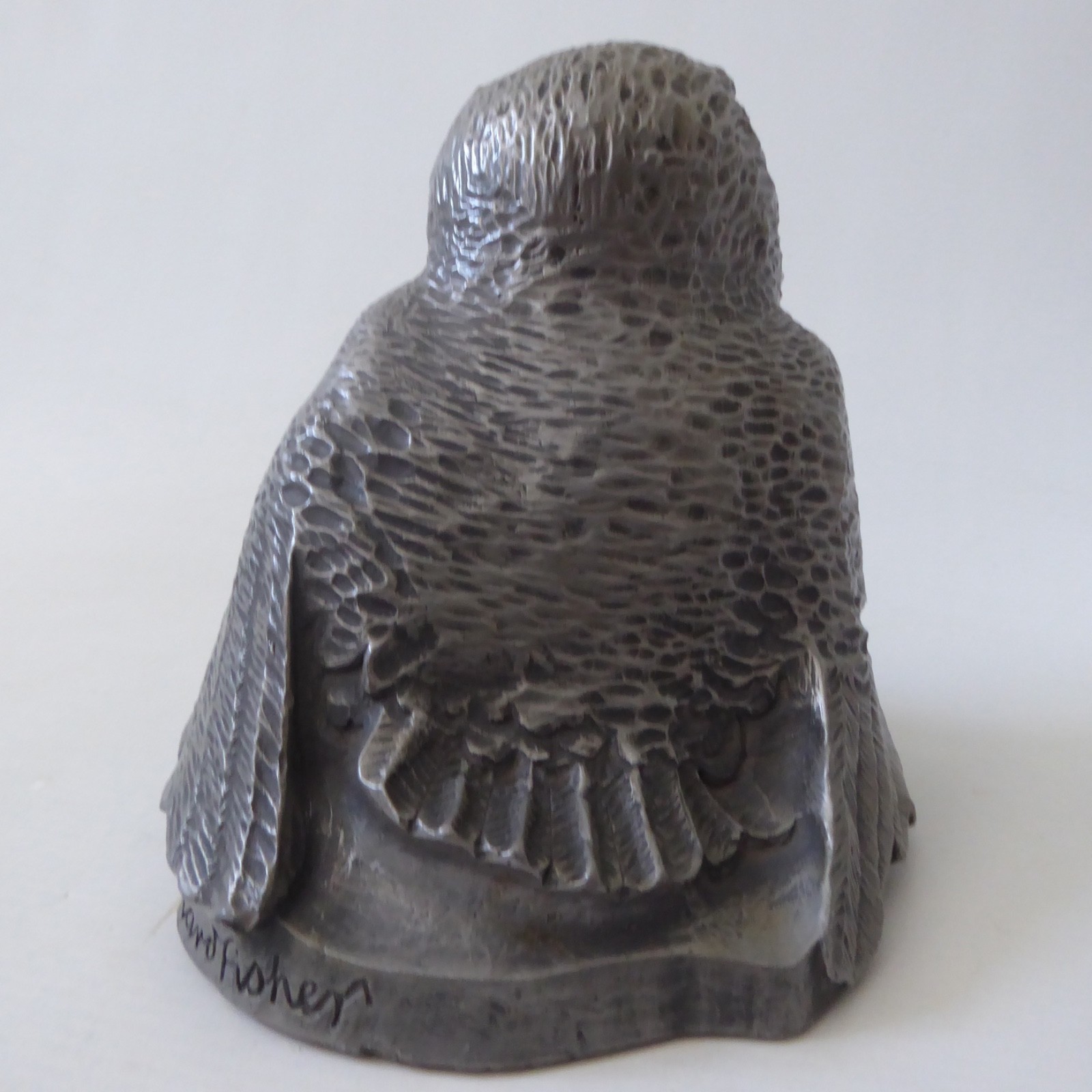 Vintage Richard Fisher pewter owl sculpture figure statue, 1.7kg Signed metal - Image 6