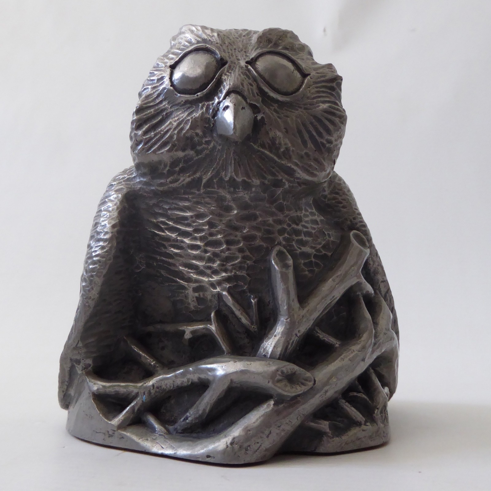 Vintage Richard Fisher pewter owl sculpture figure statue, 1.7kg Signed metal - Image 10