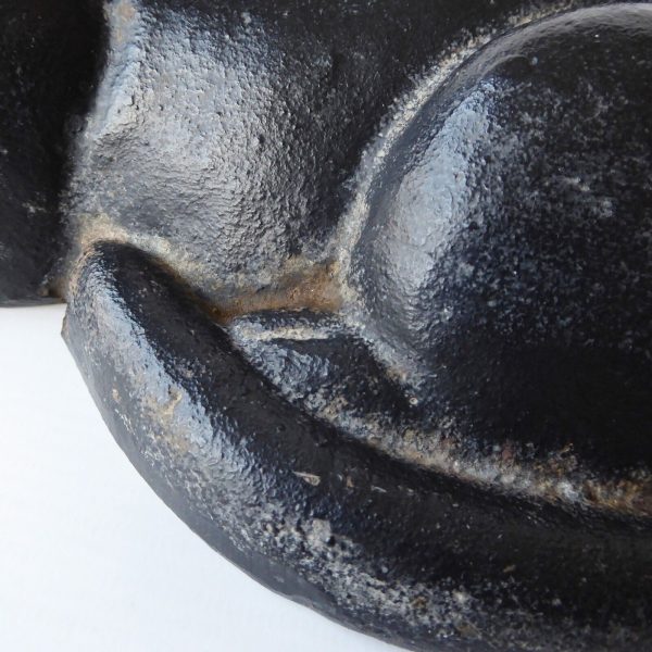 Vintage cast iron sleeping black cat door stop ornament, 1950s 1960s mid century - Image 12