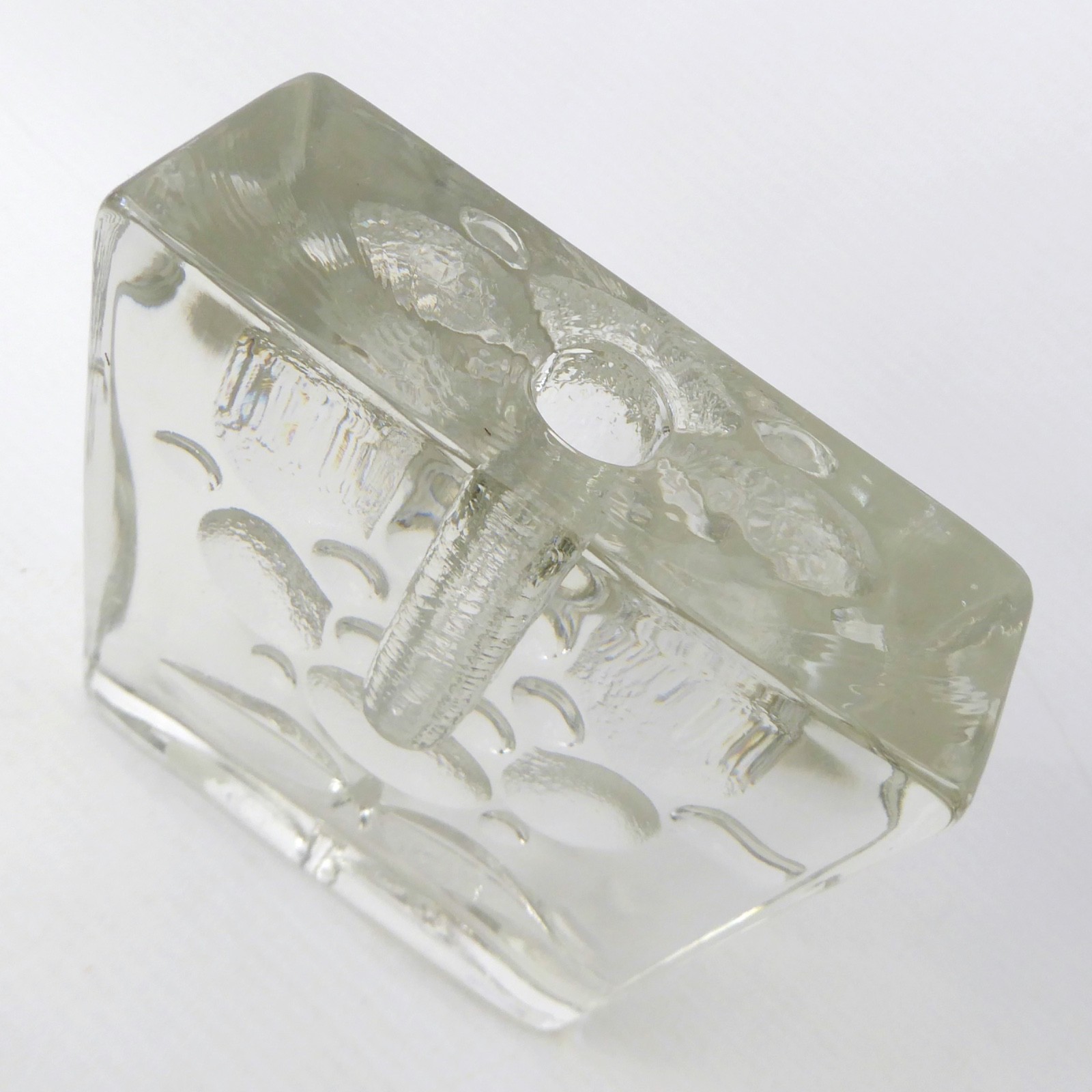 Walther Glas art glass bud vase solifleur, op art abstract flower block, vintage - Image 13