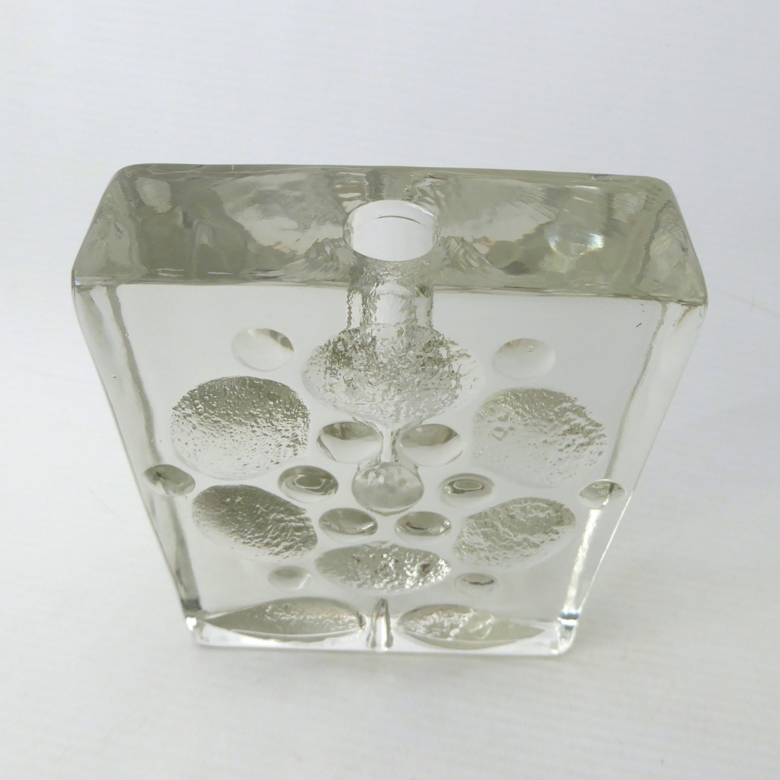 Walther Glas art glass bud vase solifleur, op art abstract flower block, vintage - Image 8