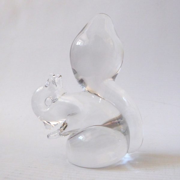 Wedgwood Lilliput small squirrel paperweight sculpture, 70s clear glass figurine - Image 3