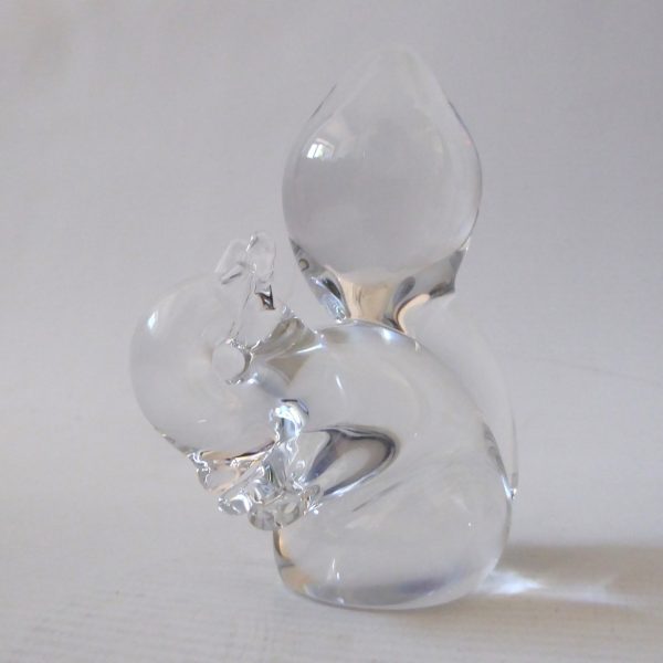 Wedgwood Lilliput small squirrel paperweight sculpture, 70s clear glass figurine - Image 4