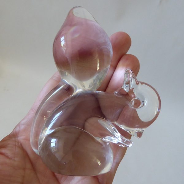 Wedgwood Lilliput small squirrel paperweight sculpture, 70s clear glass figurine - Image 8
