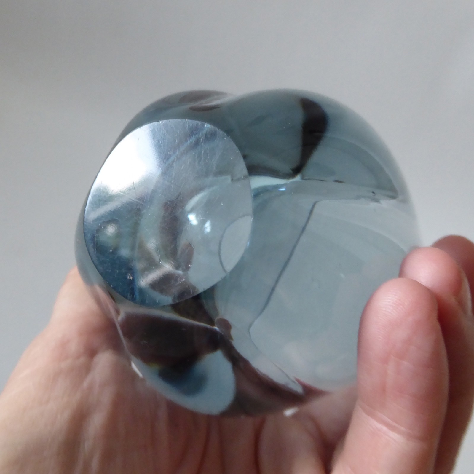 Whitefriars 9392 Arctic Blue 4" lobed vintage art glass vase pot, 1960s vintage - Image 11