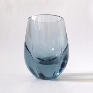 Whitefriars 9392 Arctic Blue 4" lobed vintage art glass vase pot, 1960s vintage
