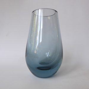 Whitefriars 9538 art glass vase, Arctic Blue bulbous 6". Vintage 1960s mid cent.