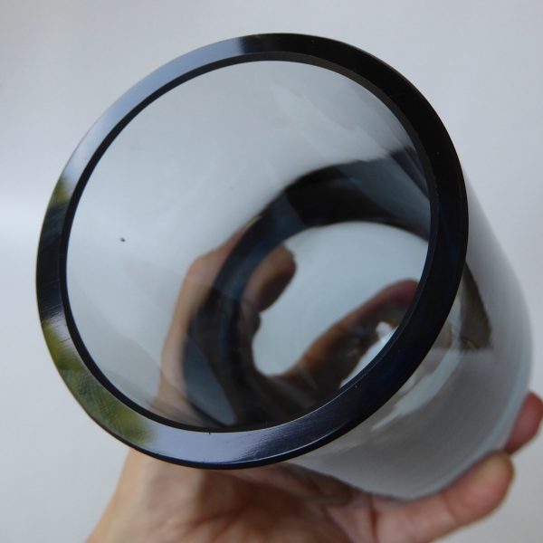 Whitefriars 9538 art glass vase, Arctic Blue bulbous 6". Vintage 1960s mid cent. - Image 8