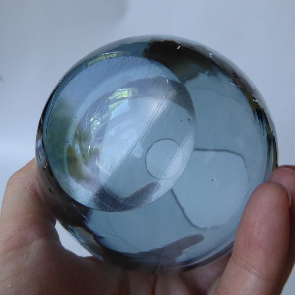 Whitefriars 9538 art glass vase, Arctic Blue bulbous 6". Vintage 1960s mid cent. - Image 9