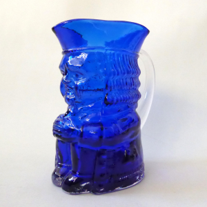 Whitefriars Glass Barnaby M163 1-pint vintage large Toby Jug, antique blue 1970s