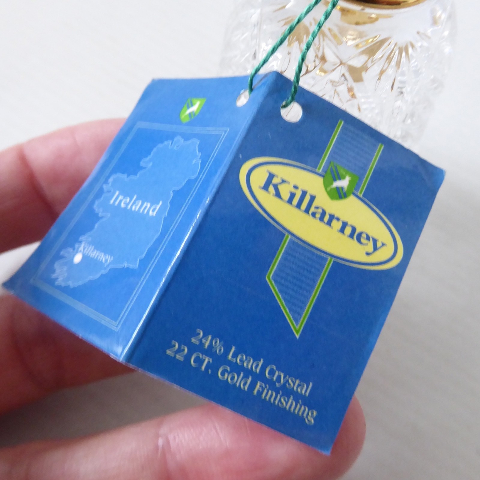 Year 2000 Killarney Ireland 24% lead crystal glass bell 22 carat gold finish Y2K - Image 7