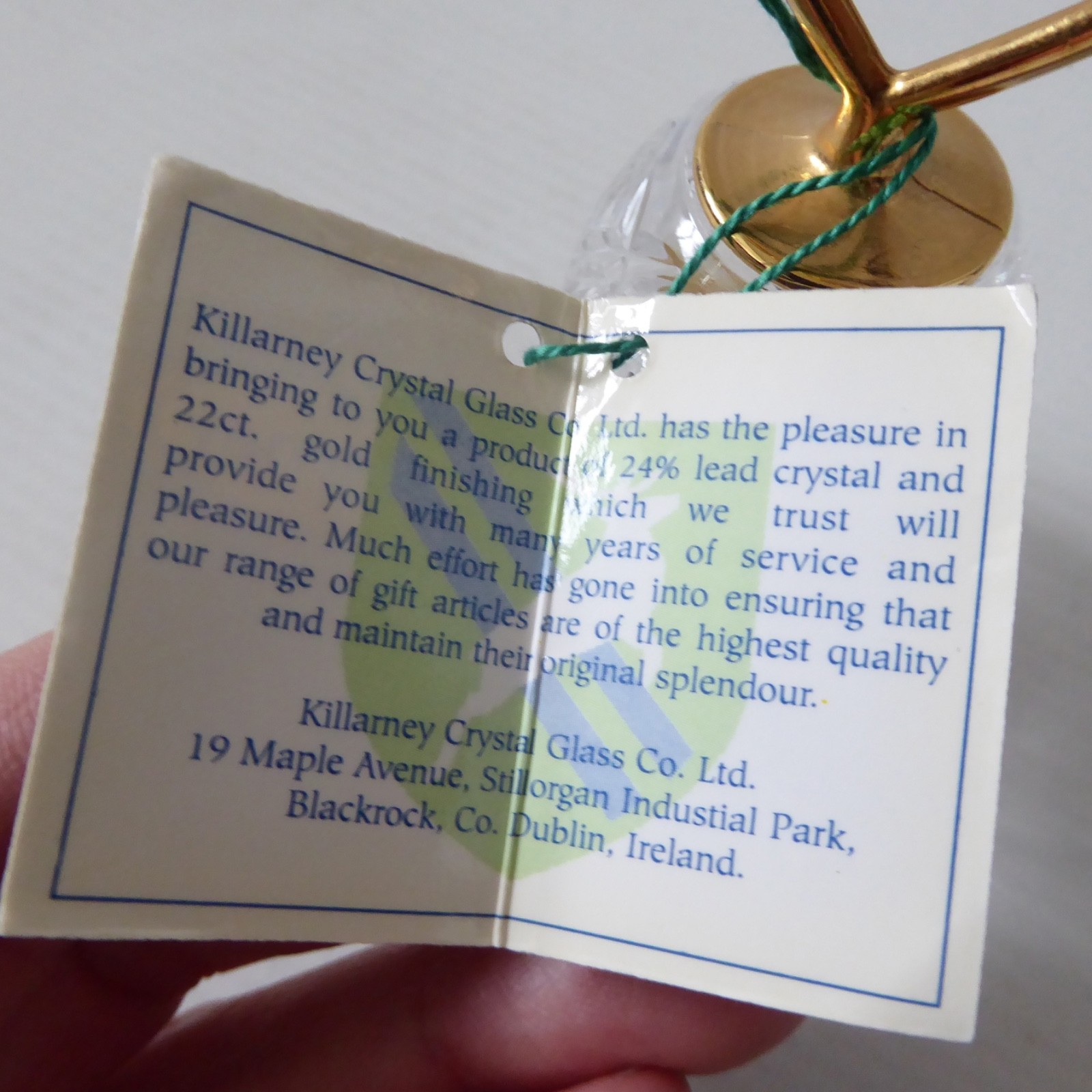 Year 2000 Killarney Ireland 24% lead crystal glass bell 22 carat gold finish Y2K - Image 8