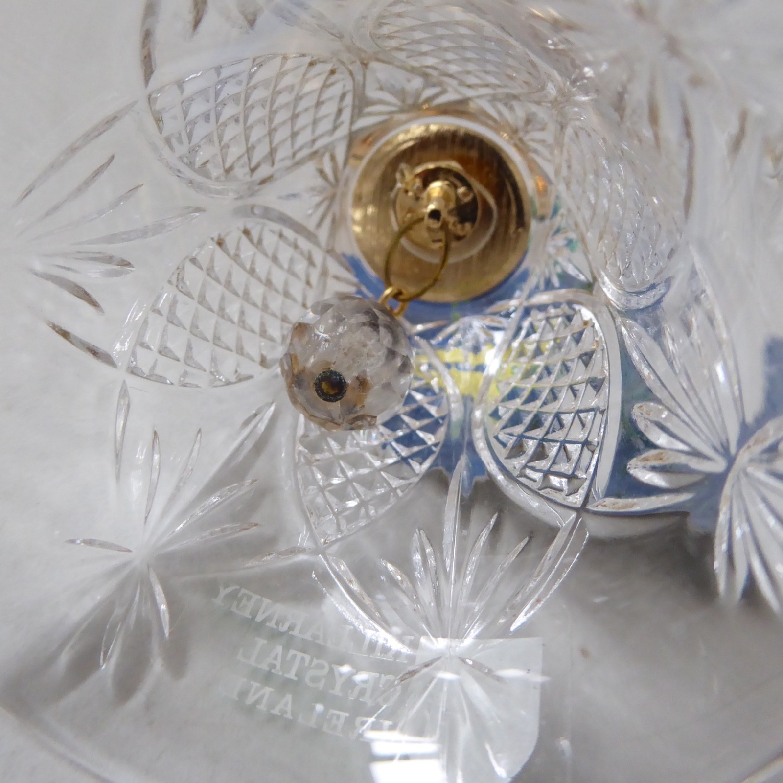 Year 2000 Killarney Ireland 24% lead crystal glass bell 22 carat gold finish Y2K - Image 10