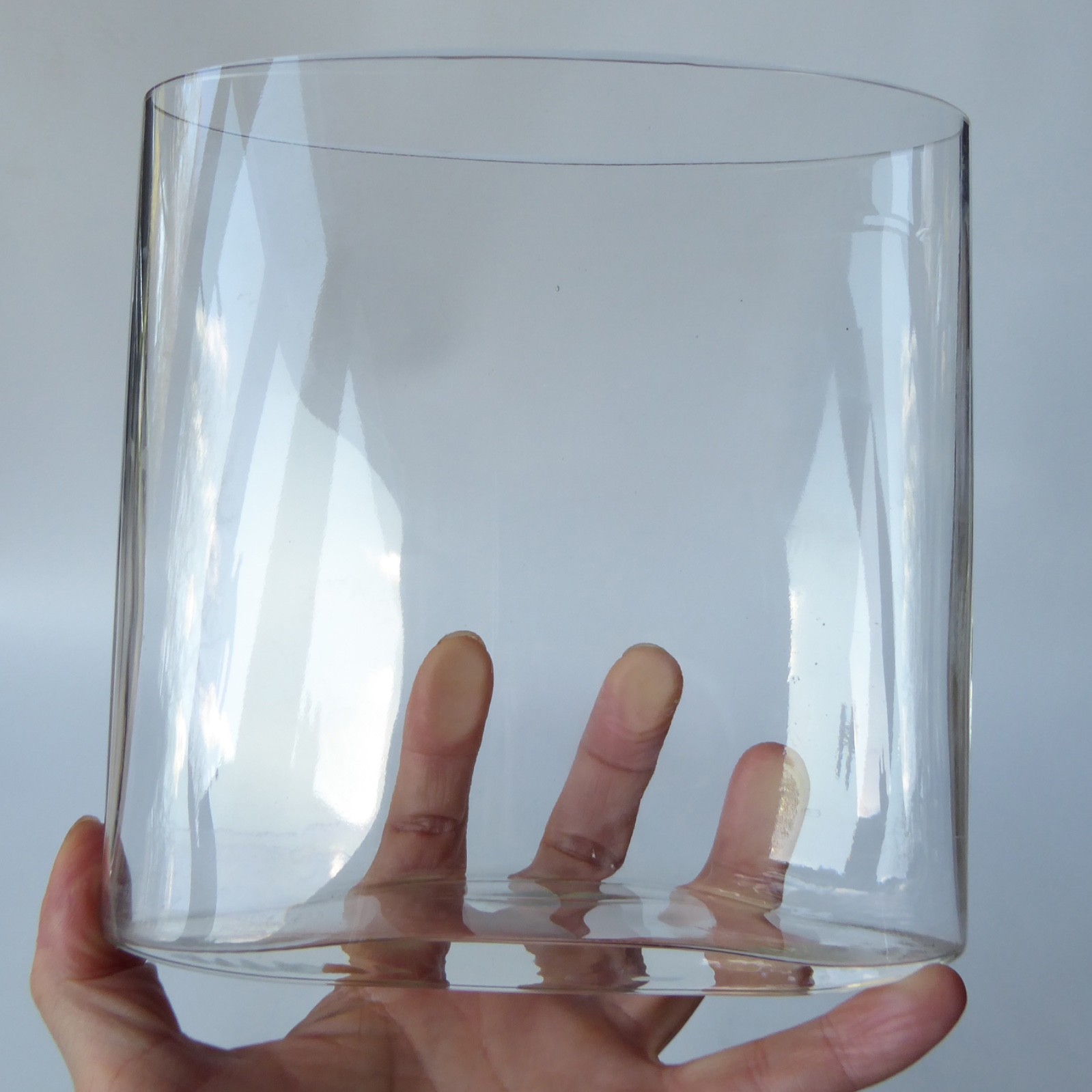 iittala Ovalis 3036 vintage art glass vase by Tapio Wirkkala Finland. Oval clear - Image 5