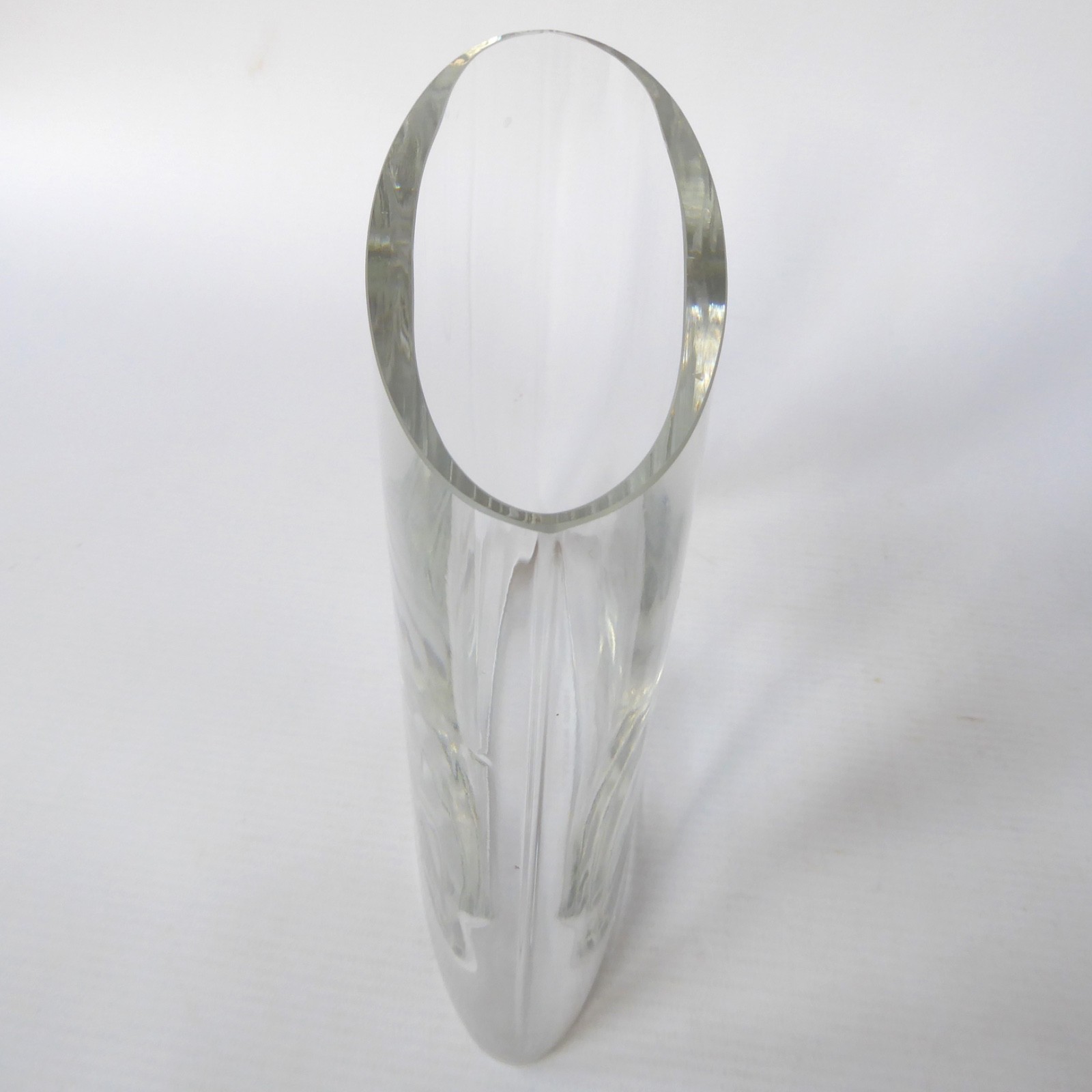 iittala Ovalis 3036 vintage art glass vase by Tapio Wirkkala Finland. Oval clear - Image 7