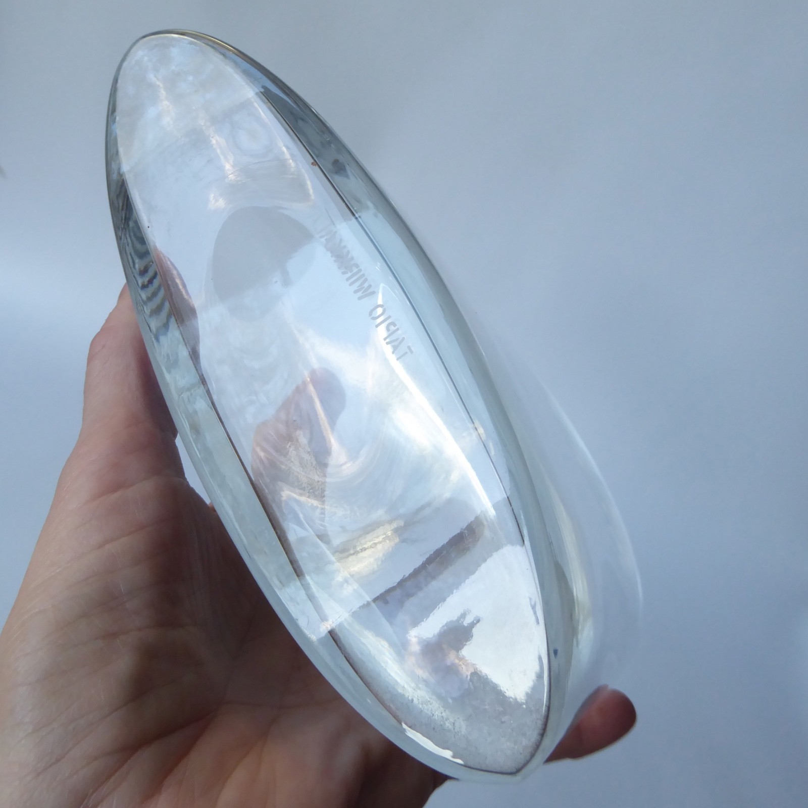 iittala Ovalis 3036 vintage art glass vase by Tapio Wirkkala Finland. Oval clear - Image 10